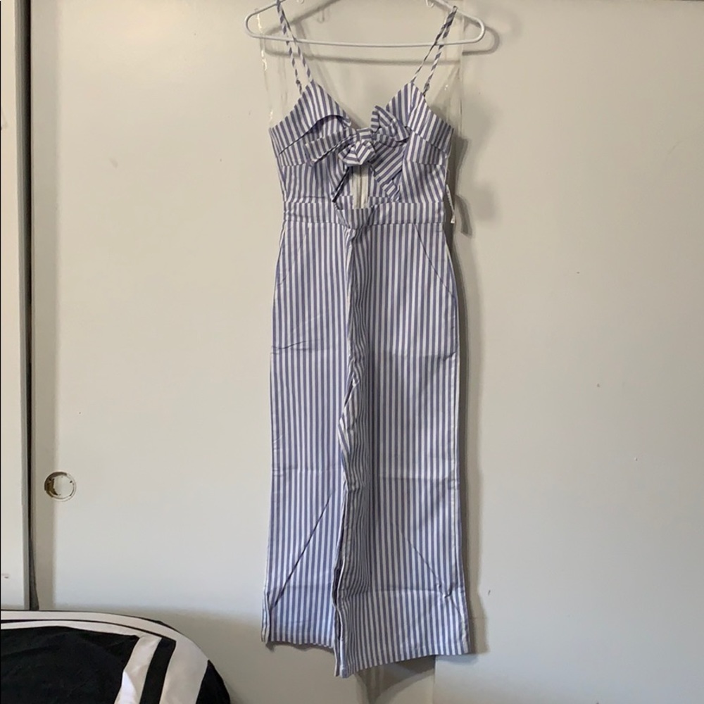 Pinstriped cut out jumpsuit
